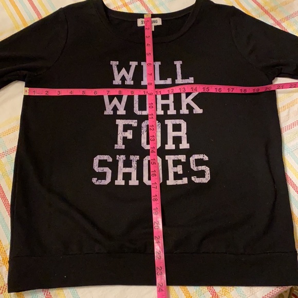 ‘Will work for shoes’ funny message sweatshirt, long sleeves - Picture 9 of 11